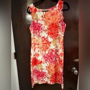 Bundle 3 for $15. Studio I Vibrant Floral Midi Dress - Red and Orange. Size 10.